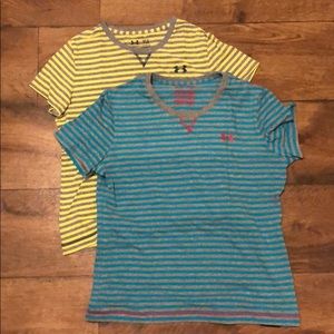 Under Armour bundle. Yellow is L. Blue is XL.